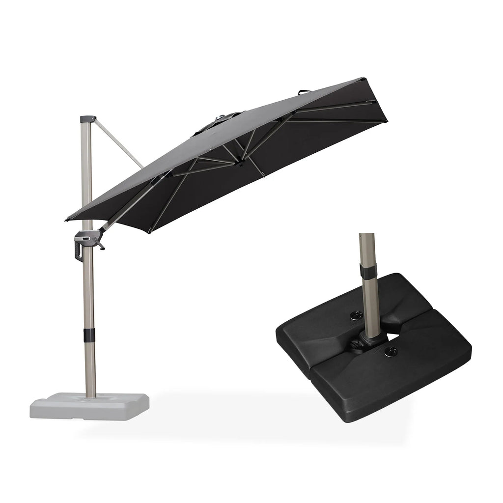 PURPLE LEAF Hailar Deluxe Aluminum Patio Umbrella with Base, Square and Rectangular Umbrella
