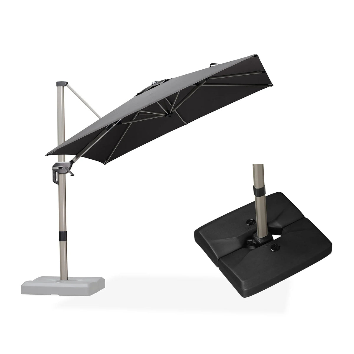 PURPLE LEAF Hailar Deluxe Aluminum Patio Umbrella with Base, Square and Rectangular Umbrella