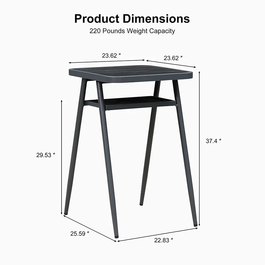 PURPLE LEAF Outdoor Bar Table Patio Dining Table Coffee Kitchen Breakfast Bistro Pub Bar Table for Patio Poolside