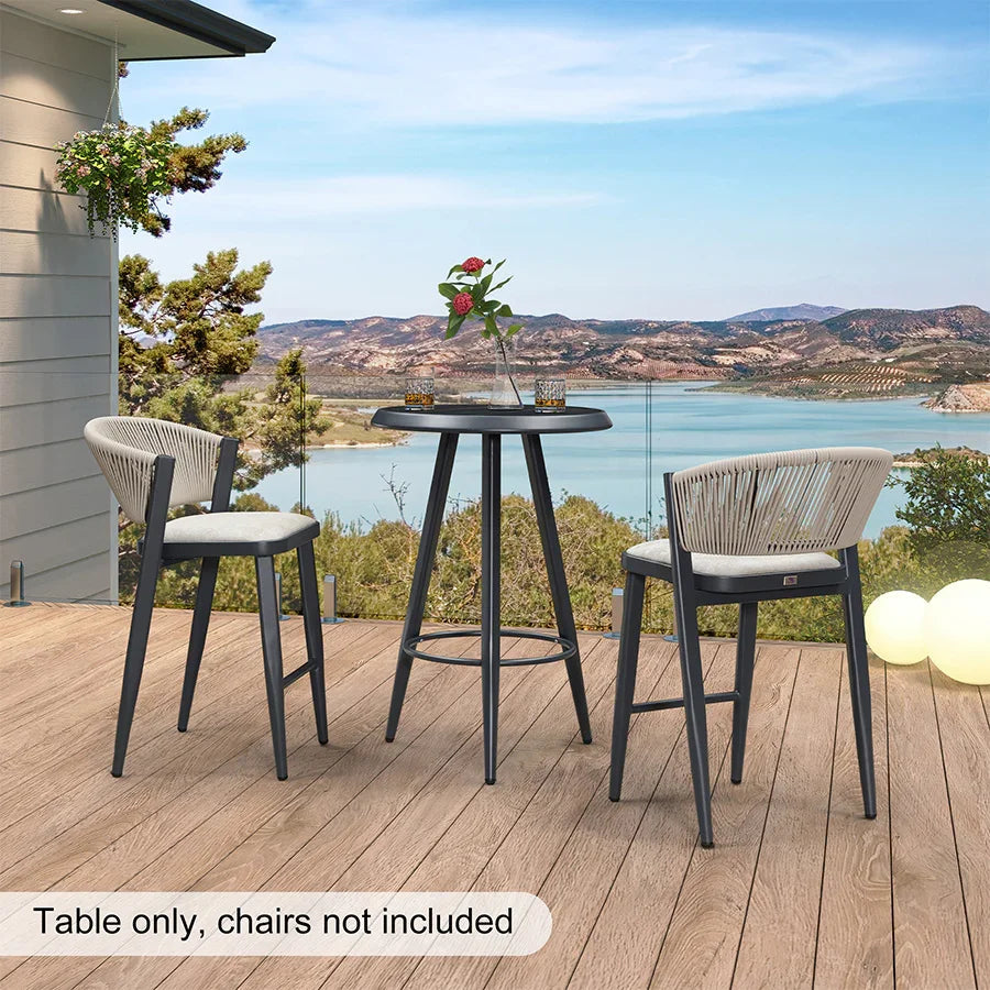 PURPLE LEAF Outdoor Bar Table Patio Dining Table Coffee Kitchen Breakfast Bistro Pub Bar Table for Patio Poolside