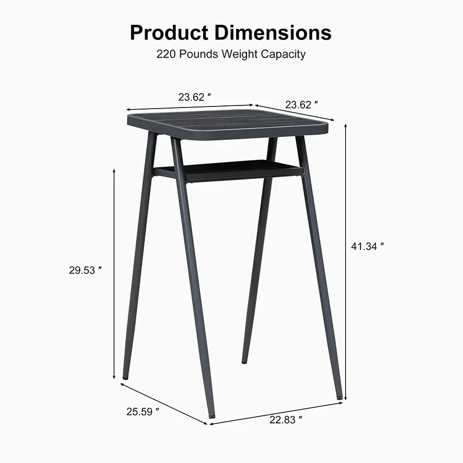 PURPLE LEAF Outdoor Bar Table Patio Dining Table Coffee Kitchen Breakfast Bistro Pub Bar Table for Patio Poolside