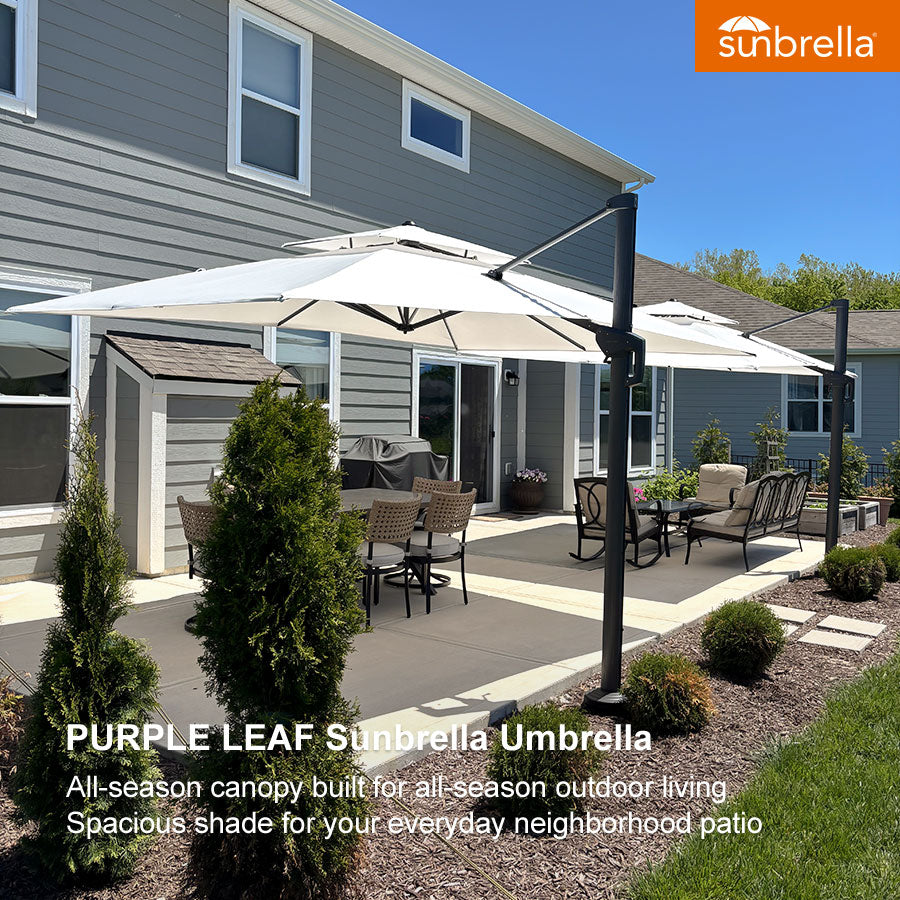 PURPLE LEAF SUNBRELLA Cantilever Umbrella Grey Aluminum Patio Umbrella