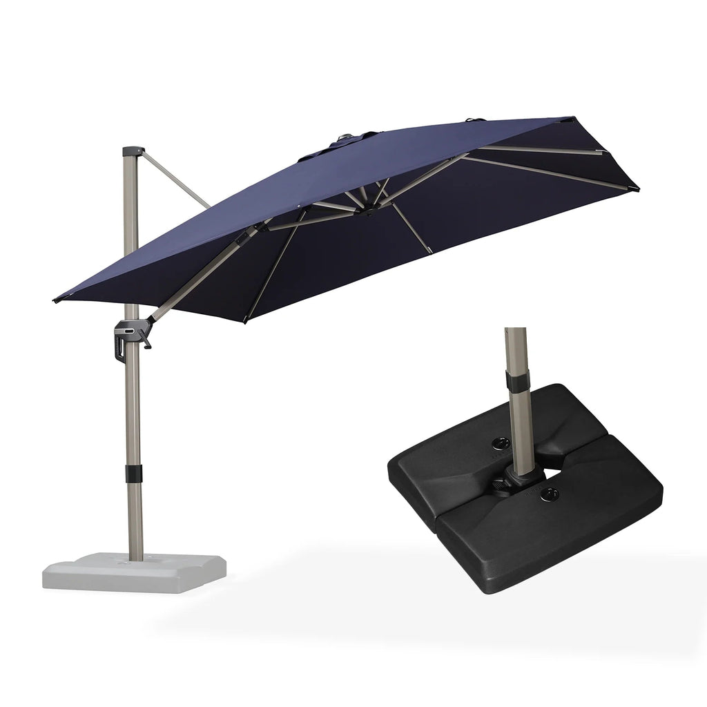PURPLE LEAF Hailar Deluxe Aluminum Patio Umbrella with Base, Square and Rectangular Umbrella