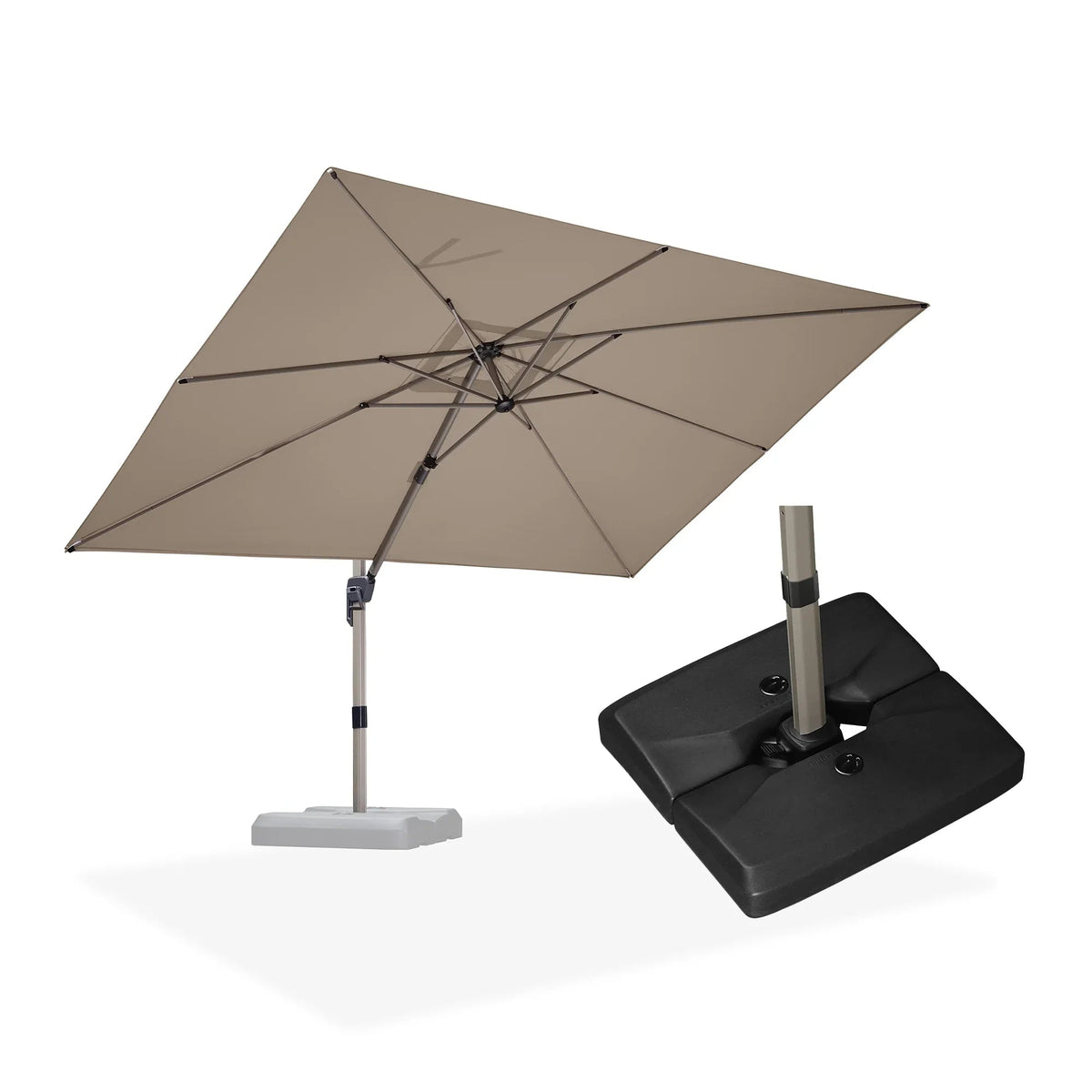 PURPLE LEAF Hailar Deluxe Aluminum Patio Umbrella with Base, Square and Rectangular Umbrella
