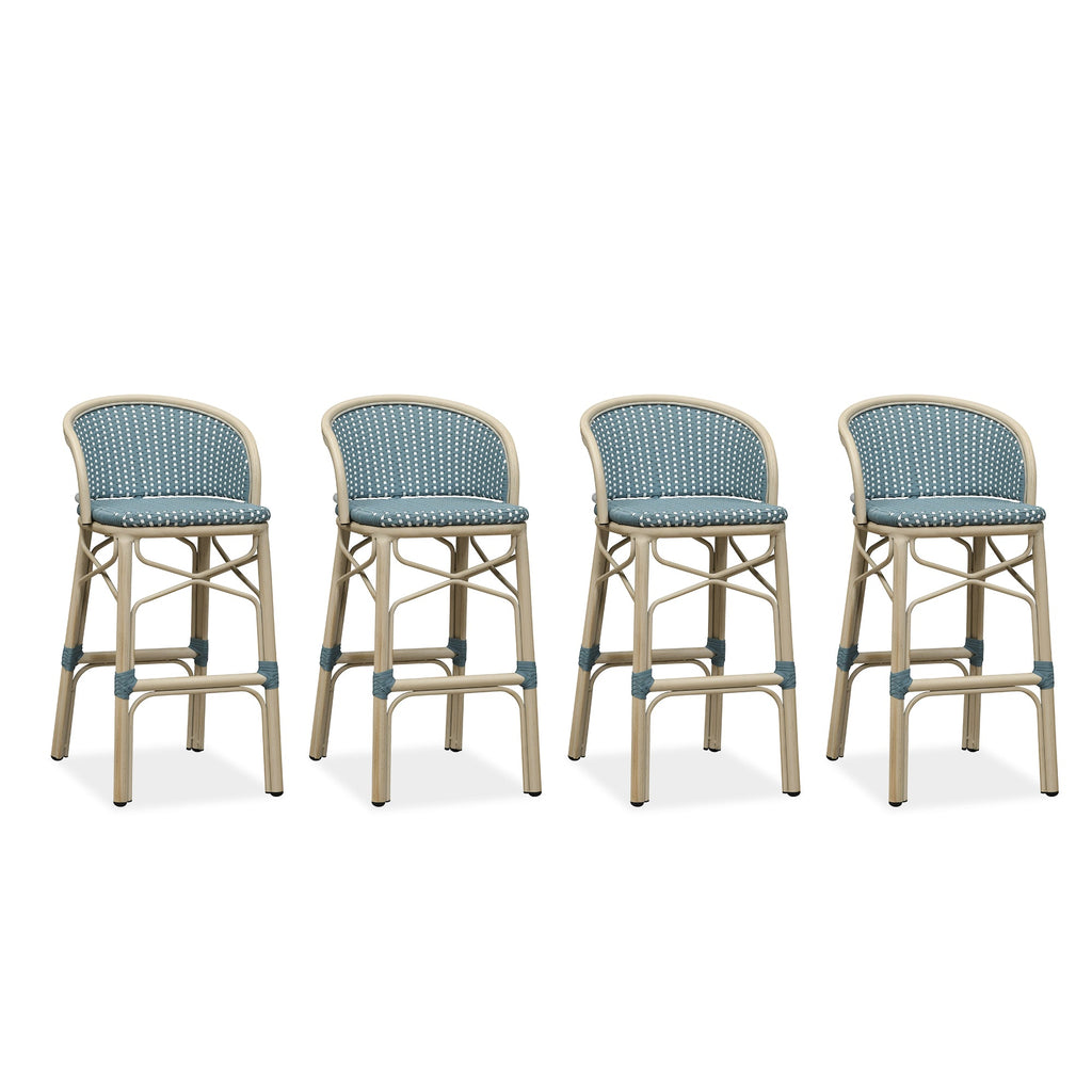 PURPLE LEAF Outdoor Bar Stools Set of 2 Rattan Patio Tall Bar Chairs Aluminum Frame with Back Barstools for Kitchen Garden Backyard Bistros Restaurant