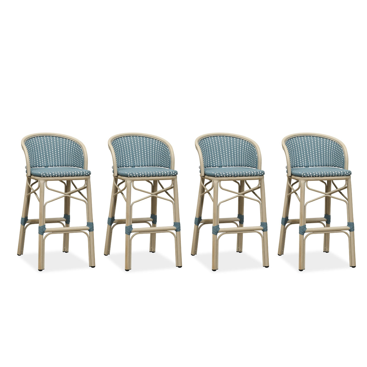 PURPLE LEAF Outdoor Bar Stools Set of 2 Rattan Patio Tall Bar Chairs Aluminum Frame with Back Barstools for Kitchen Garden Backyard Bistros Restaurant