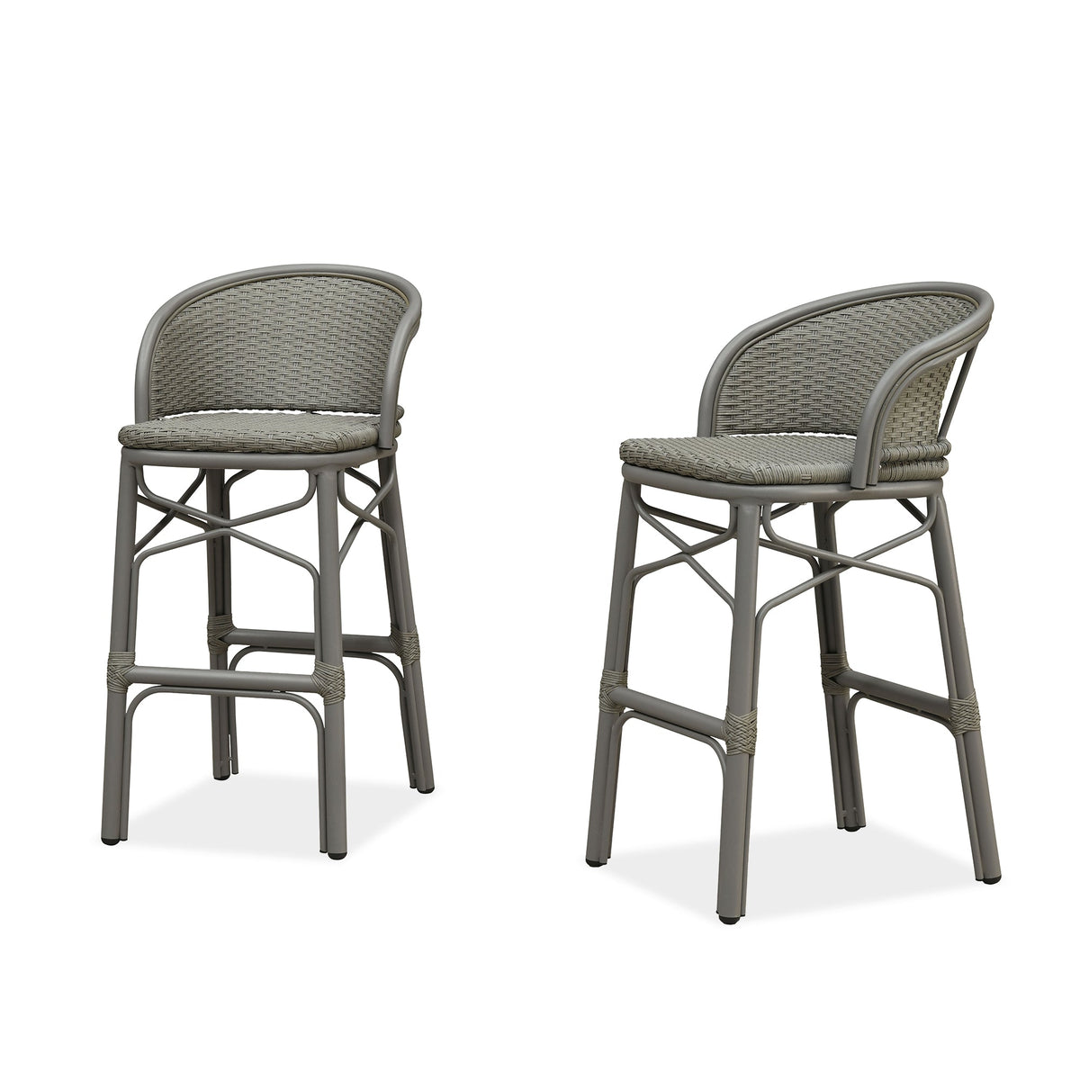 PURPLE LEAF Outdoor Bar Stools Set of 2 Rattan Patio Tall Bar Chairs Aluminum Frame with Back Barstools for Kitchen Garden Backyard Bistros Restaurant