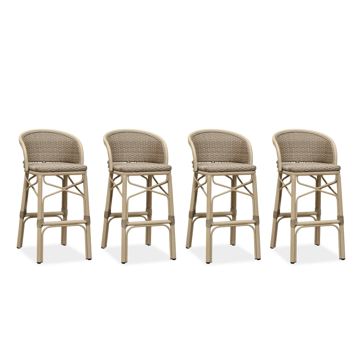 PURPLE LEAF Outdoor Bar Stools Set of 2 Rattan Patio Tall Bar Chairs Aluminum Frame with Back Barstools for Kitchen Garden Backyard Bistros Restaurant
