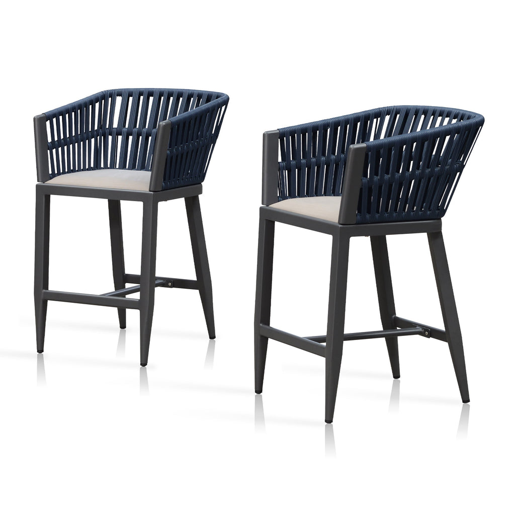 PURPLE LEAF Outdoor Bar Stools Set of 2 for Overweight Wicker Rattan Patio Barstools Woven Modern Bar Chairs with Backrest and Cushions for Garden Outside