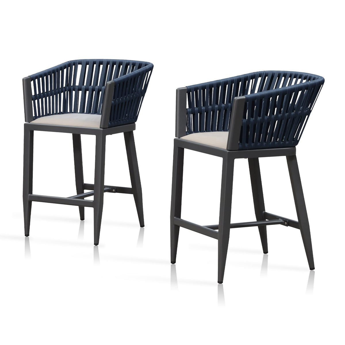 PURPLE LEAF Outdoor Bar Stools Set of 2 for Overweight Wicker Rattan Patio Barstools Woven Modern Bar Chairs with Backrest and Cushions for Garden Outside