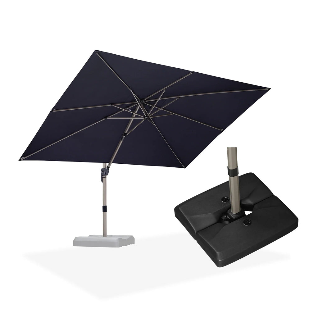PURPLE LEAF Hailar Deluxe Aluminum Patio Umbrella with Base, Square and Rectangular Umbrella