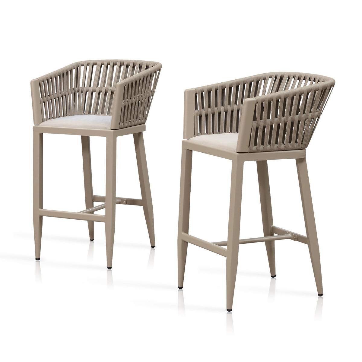 PURPLE LEAF Outdoor Bar Stools Set of 2 for Overweight Wicker Rattan Patio Barstools Woven Modern Bar Chairs with Backrest and Cushions for Garden Outside