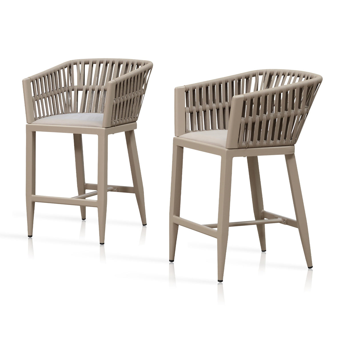 PURPLE LEAF Outdoor Bar Stools Set of 2 for Overweight Wicker Rattan Patio Barstools Woven Modern Bar Chairs with Backrest and Cushions for Garden Outside