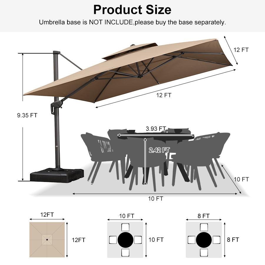 PURPLE LEAF Cantilever Patio Umbrella Gray Pole Outdoor Umbrella with UV Protection