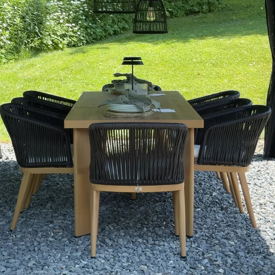 PURPLE LEAF Patio Dining Set with Sunbrella Fabric Cushions and Aluminum Table All-Weather Wicker Patio Table Set for Deck