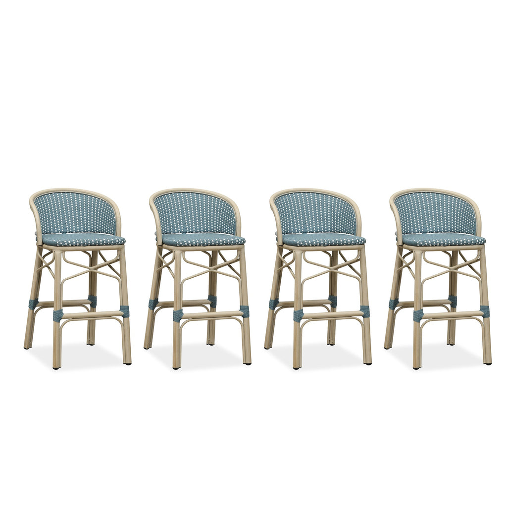 PURPLE LEAF Outdoor Bar Stools Set of 2 Rattan Patio Tall Bar Chairs Aluminum Frame with Back Barstools for Kitchen Garden Backyard Bistros Restaurant