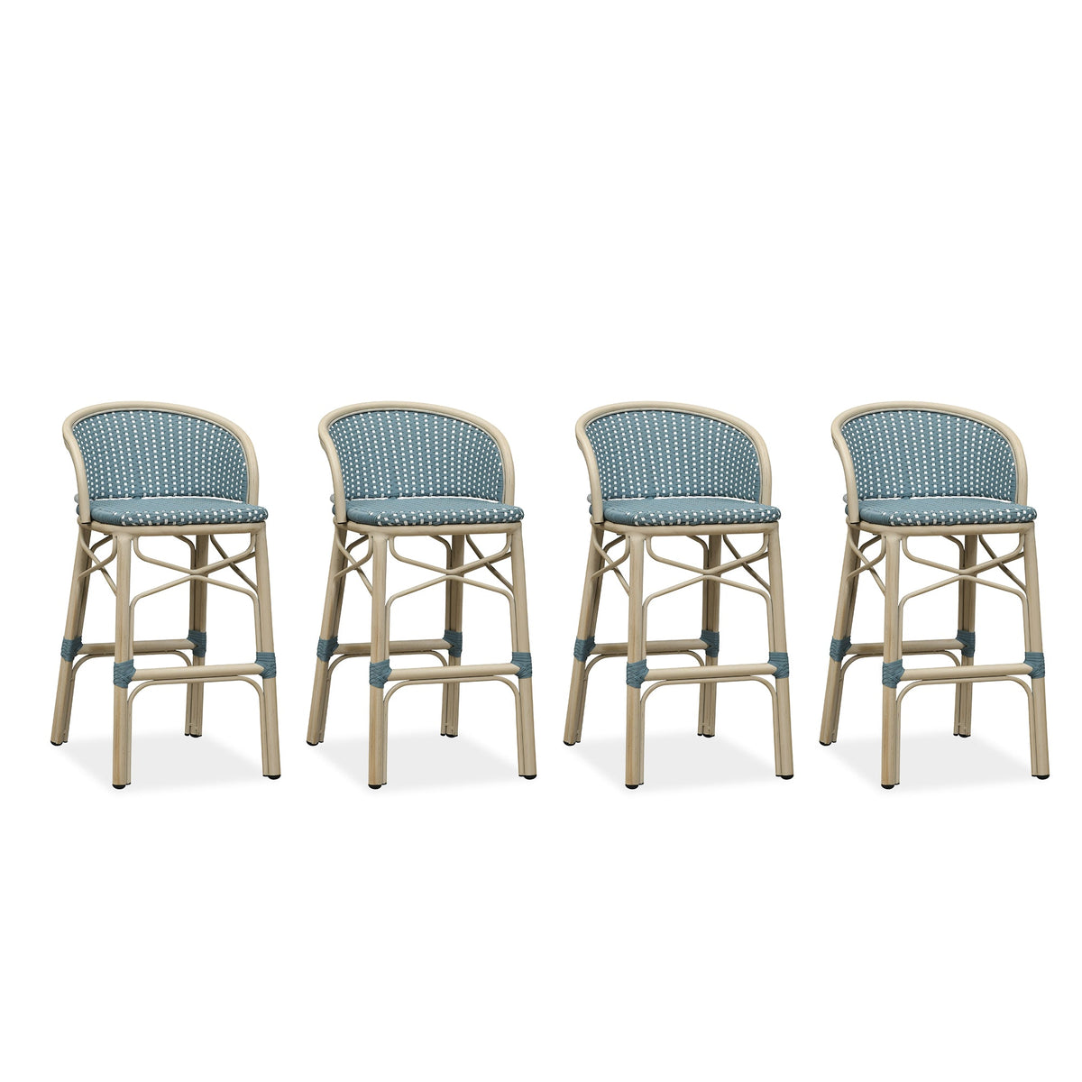 PURPLE LEAF Outdoor Bar Stools Set of 2 Rattan Patio Tall Bar Chairs Aluminum Frame with Back Barstools for Kitchen Garden Backyard Bistros Restaurant