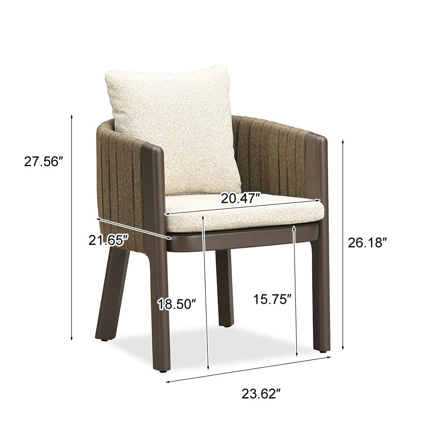 PURPLE LEAF Sanori Outdoor Dining Set Luxury Aluminum Patio Table and Dining Chairs Set with  Olefin Fabric Cushions and Pillows for Deck Garden