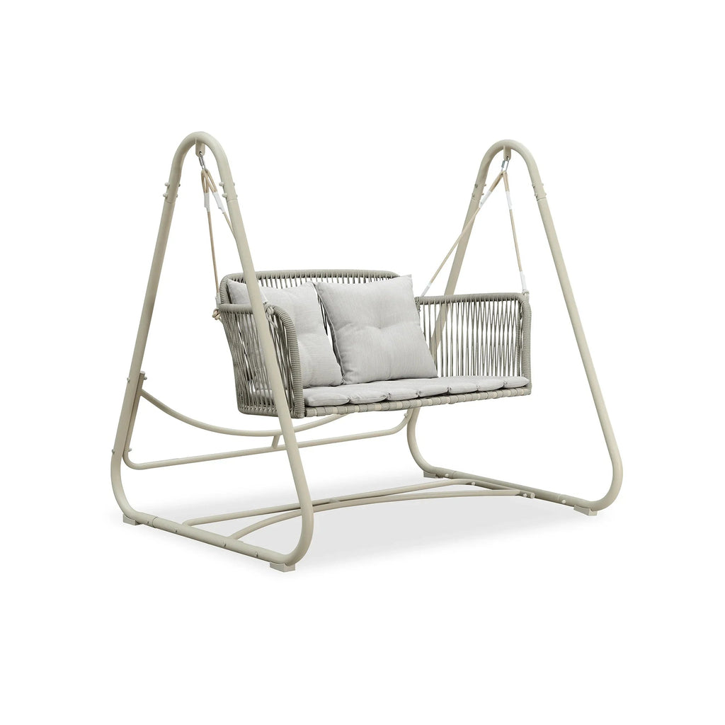 PURPLE LEAF Double Cloud Hanging Chair - Outdoor Patio Rattan Swing Chair with Cushion and Backrest.
