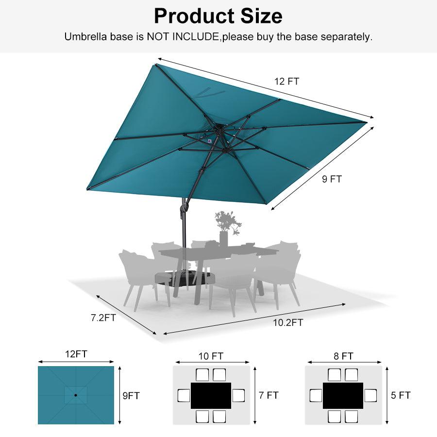 PURPLE LEAF Cantilever Patio Umbrella Gray Pole Outdoor Umbrella with UV Protection