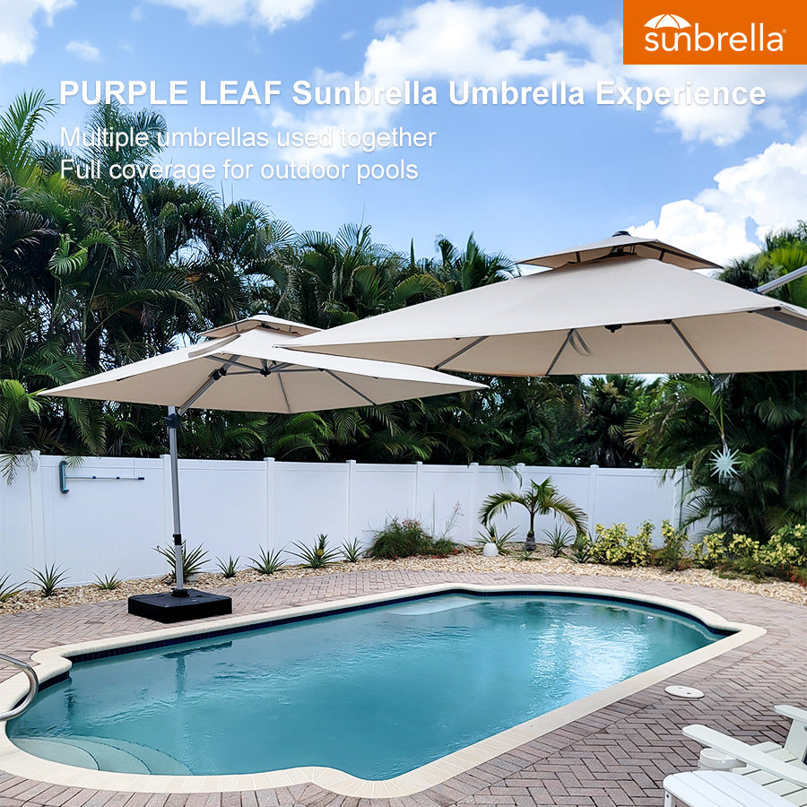 PURPLE LEAF – Parasol de terrasse Premium Classic SUNBRELLA déporté