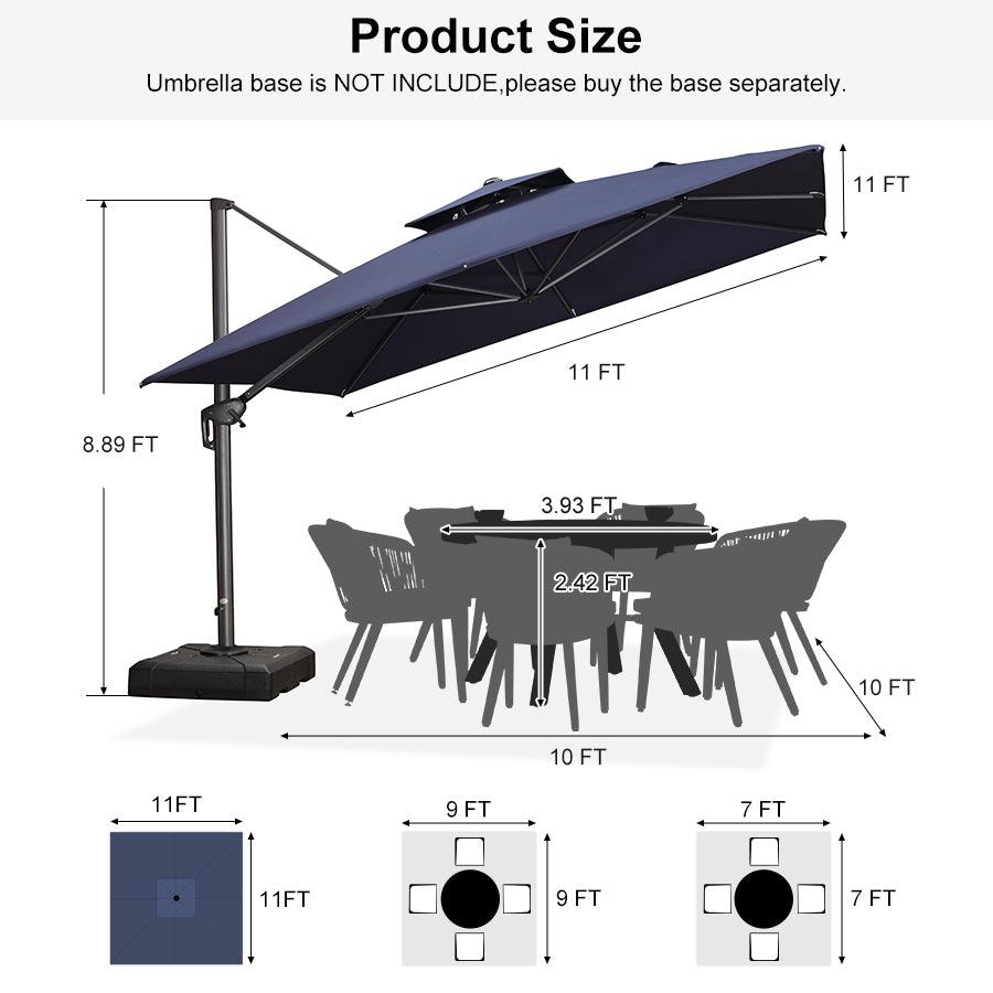 PURPLE LEAF Cantilever Patio Umbrella Gray Pole Outdoor Umbrella with UV Protection