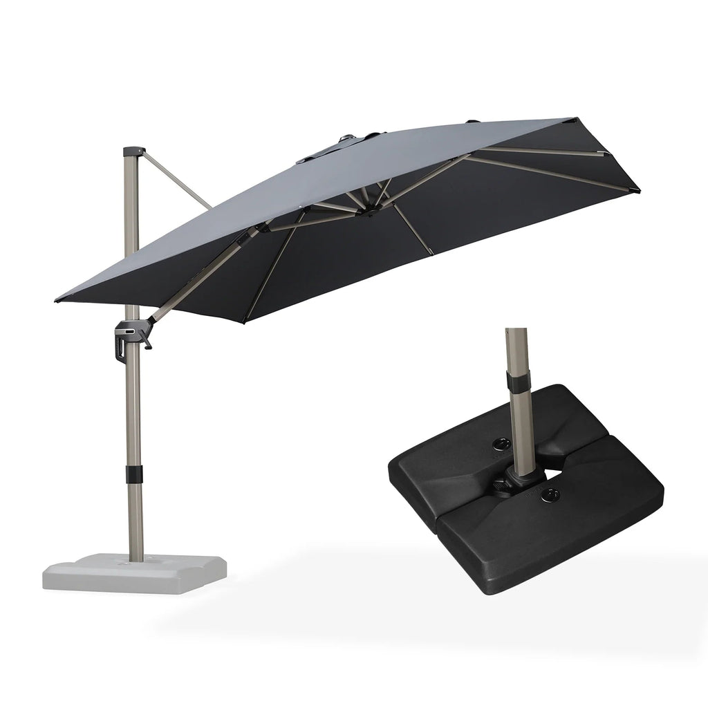 PURPLE LEAF Hailar Deluxe Aluminum Patio Umbrella with Base, Square and Rectangular Umbrella