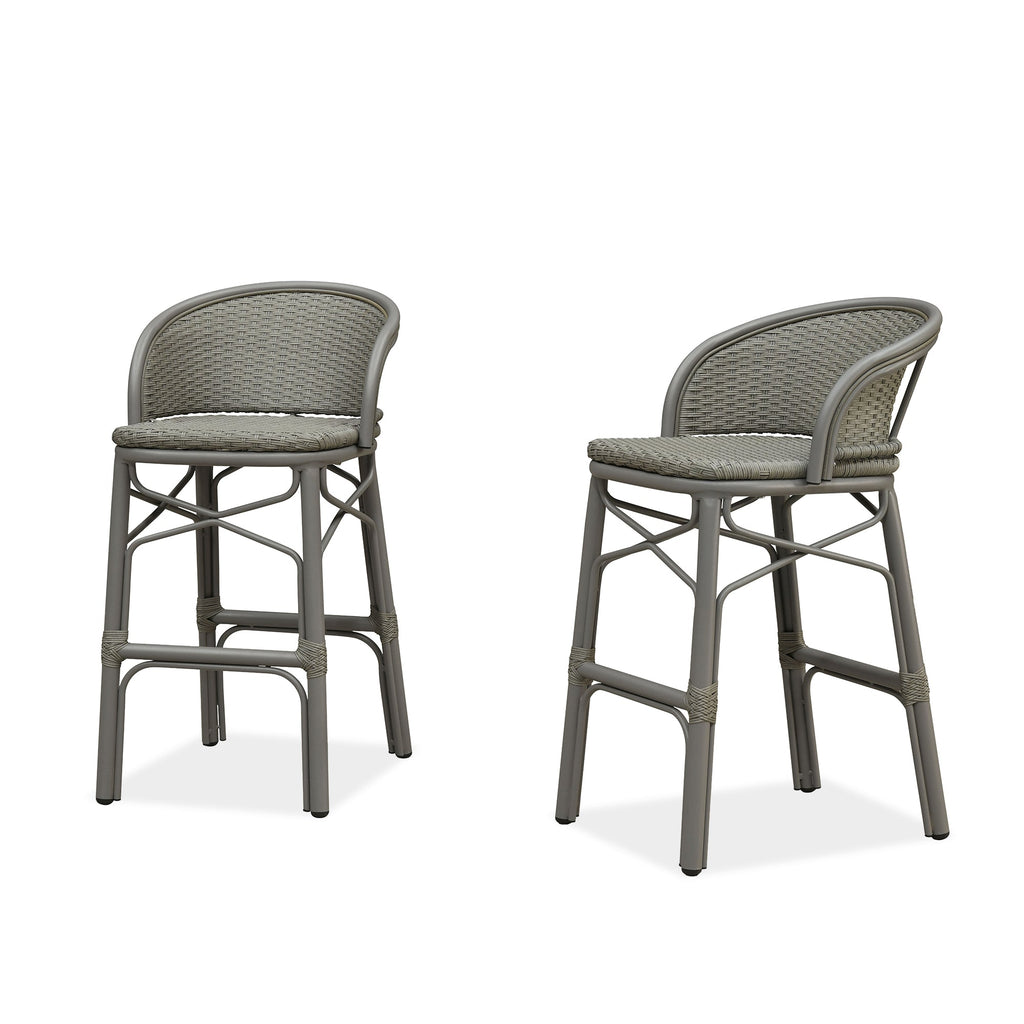 PURPLE LEAF Outdoor Bar Stools Set of 2 Rattan Patio Tall Bar Chairs Aluminum Frame with Back Barstools for Kitchen Garden Backyard Bistros Restaurant