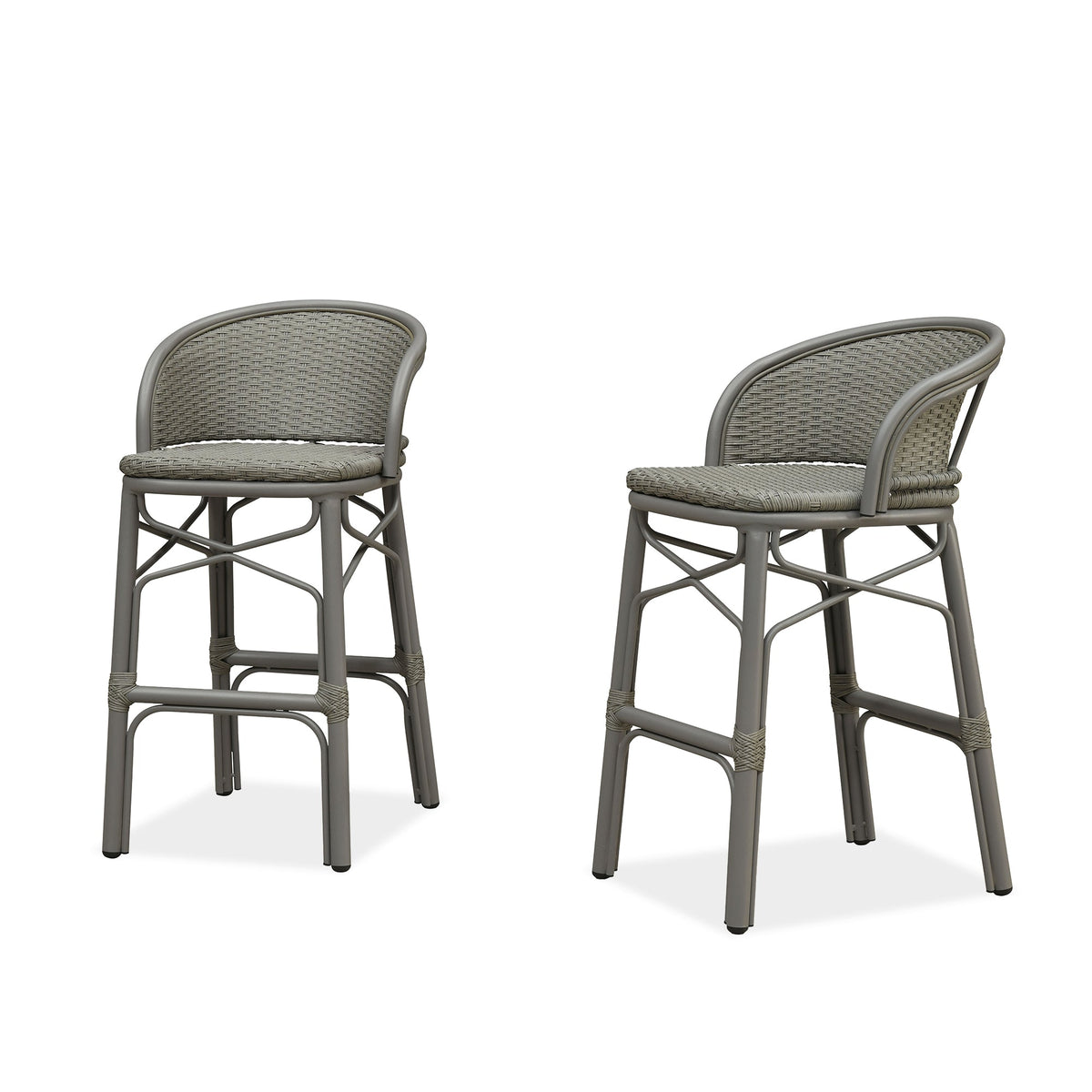 PURPLE LEAF Outdoor Bar Stools Set of 2 Rattan Patio Tall Bar Chairs Aluminum Frame with Back Barstools for Kitchen Garden Backyard Bistros Restaurant