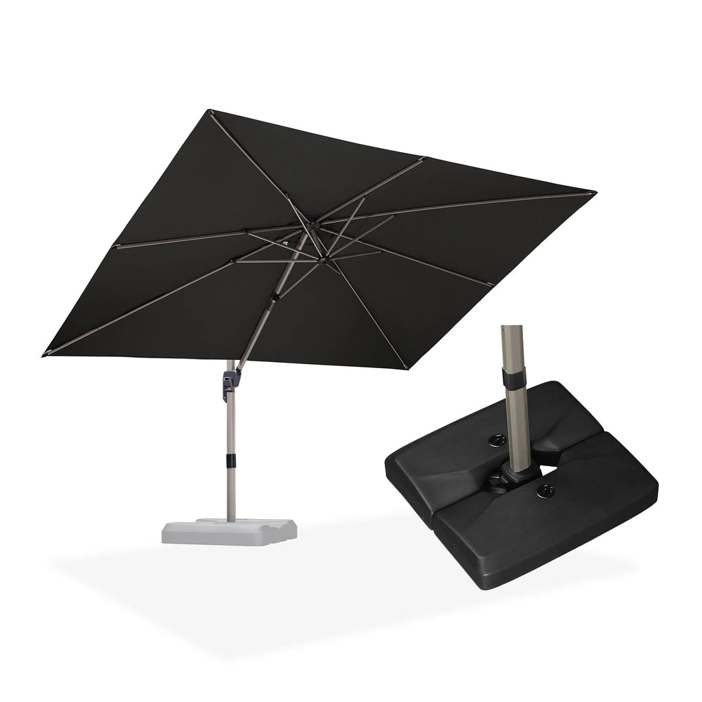 PURPLE LEAF Hailar Deluxe Aluminum Patio Umbrella with Base, Square and Rectangular Umbrella