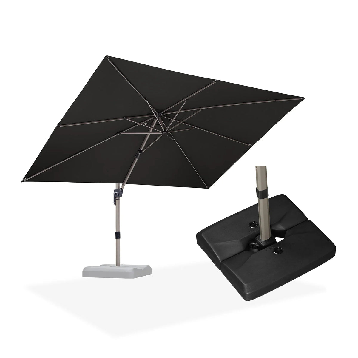 PURPLE LEAF Hailar Deluxe Aluminum Patio Umbrella with Base, Square and Rectangular Umbrella