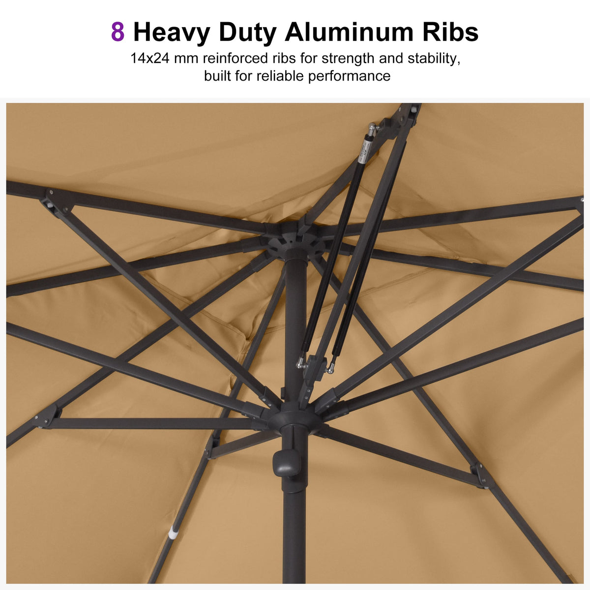 PURPLE LEAF Luxury Market Umbrella Heavy-Duty Commercial Hydraulic Semi-Automatic Patio Umbrella
