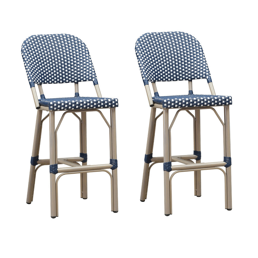 PURPLE LEAF Outdoor Bar Height Stools Set of 2 French Country Patio Rattan Bar Stool Chairs Outdoor Armless Barstools for Porch Garden Indoor Kitchen