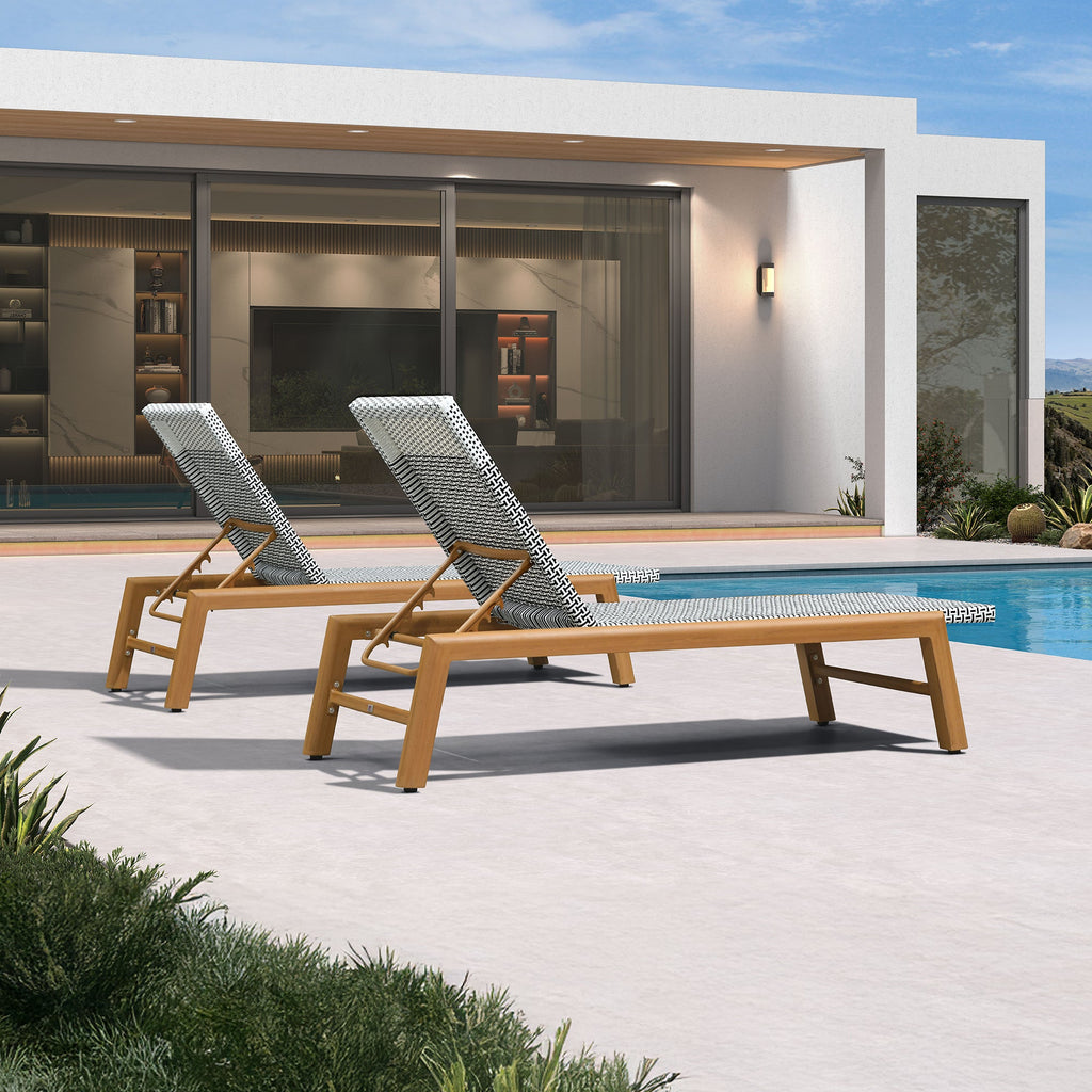 PURPLE LEAF Pool Oversized Lounge Chairs Rattan Aluminium Patio Chaise Lounge Outdoor Adjustable Recliner Finish Loungers Woven PE Sun Chairs for Poolside Deck Beach