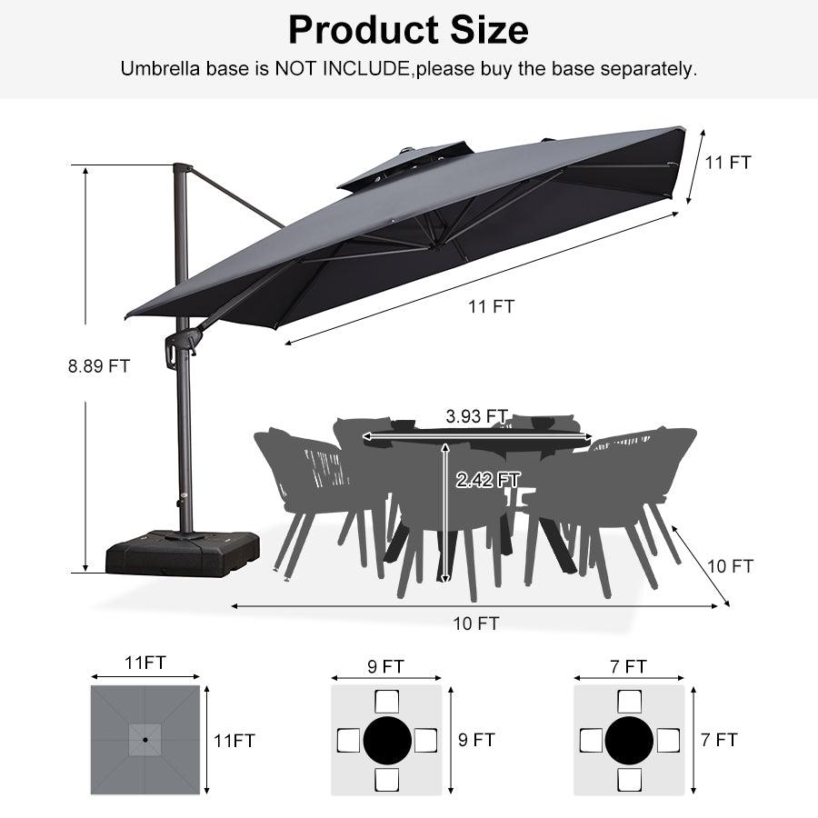 PURPLE LEAF Cantilever Patio Umbrella Gray Pole Outdoor Umbrella with UV Protection