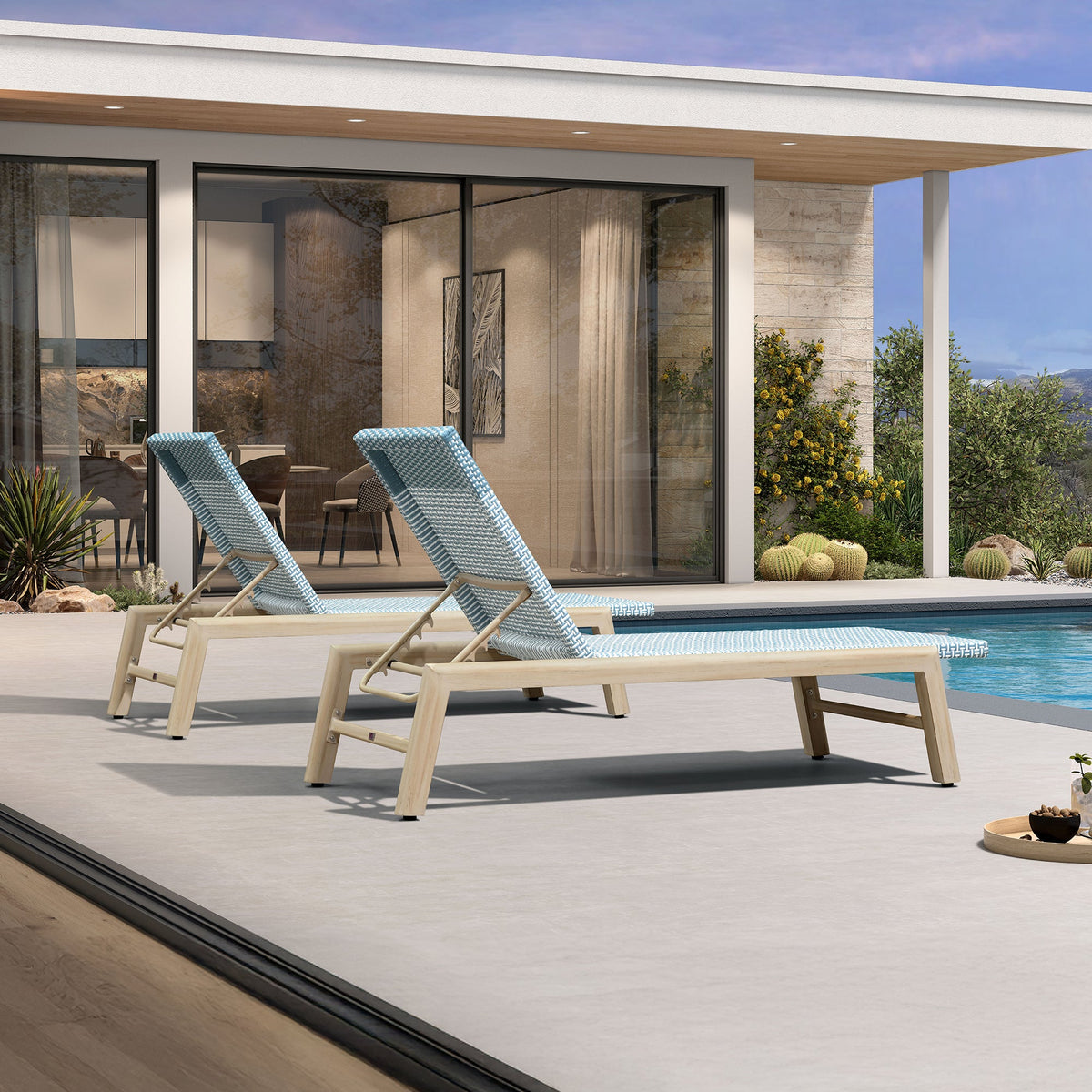 PURPLE LEAF Pool Oversized Lounge Chairs Rattan Aluminium Patio Chaise Lounge Outdoor Adjustable Recliner Finish Loungers Woven PE Sun Chairs for Poolside Deck Beach