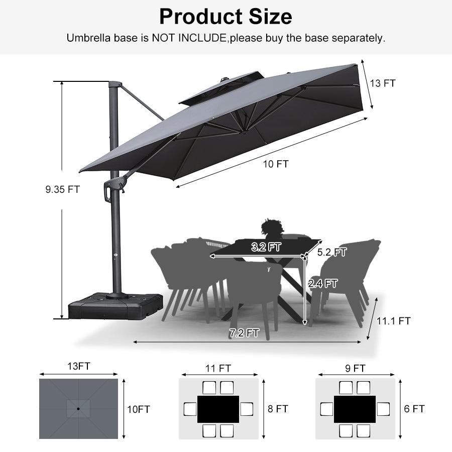 PURPLE LEAF Cantilever Patio Umbrella Gray Pole Outdoor Umbrella with UV Protection