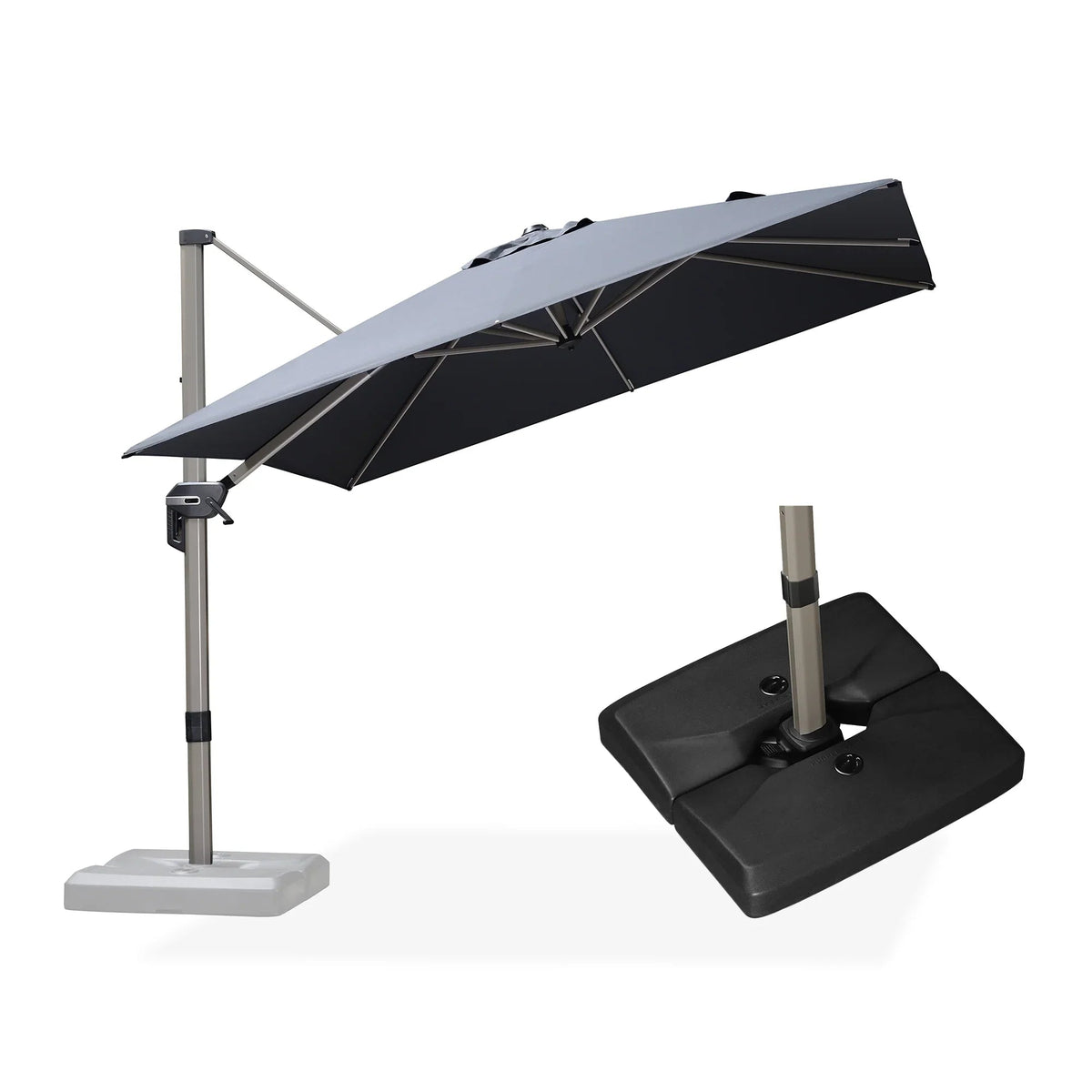 PURPLE LEAF Hailar Deluxe Aluminum Patio Umbrella with Base, Square and Rectangular Umbrella