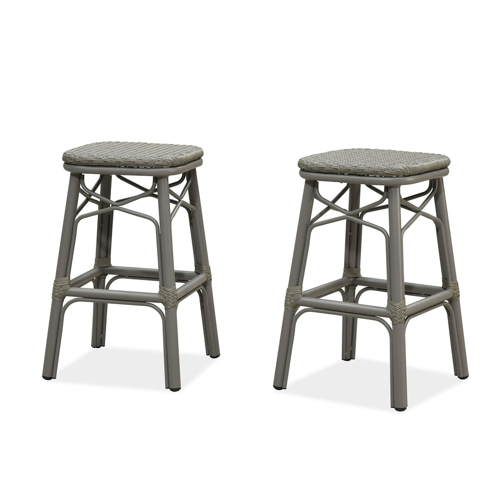 PURPLE LEAF Outdoor Bar Stools Set of 2 Rattan Patio Tall Bar Chairs Aluminum Frame with Back Barstools for Kitchen Garden Backyard Bistros Restaurant