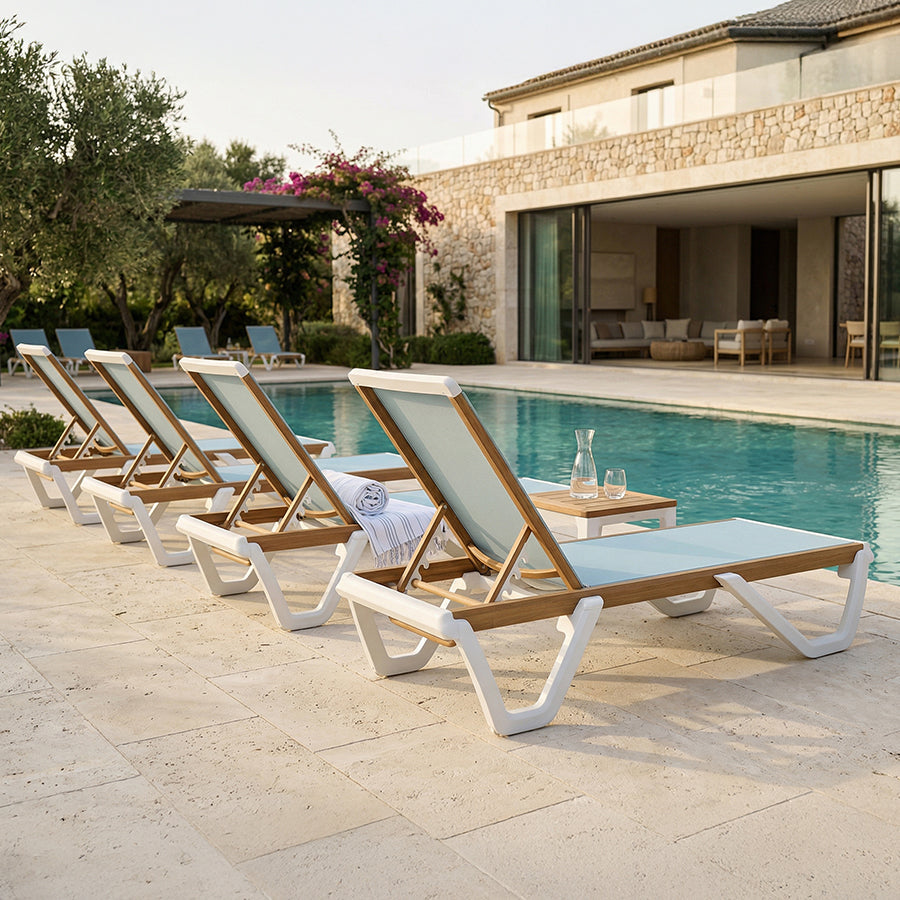PURPLE LEAF Patio Lounge Chair Set White Chaise Lounge Chairs Five-Position Adjustable Plastic Stackable Chaise for Pool Sunbathing Beach Deck Outdoor