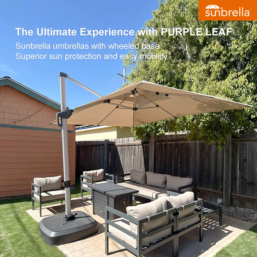 PURPLE LEAF – Parasol de terrasse Premium Classic SUNBRELLA déporté
