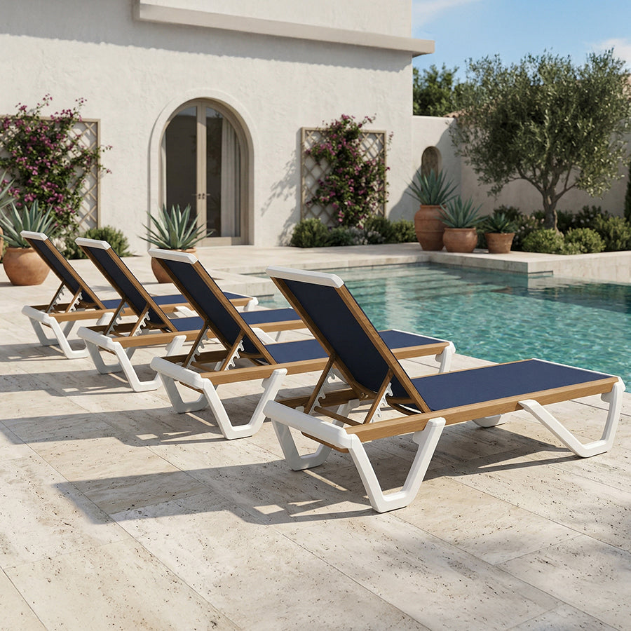 PURPLE LEAF Patio Lounge Chair Set White Chaise Lounge Chairs Five-Position Adjustable Plastic Stackable Chaise for Pool Sunbathing Beach Deck Outdoor