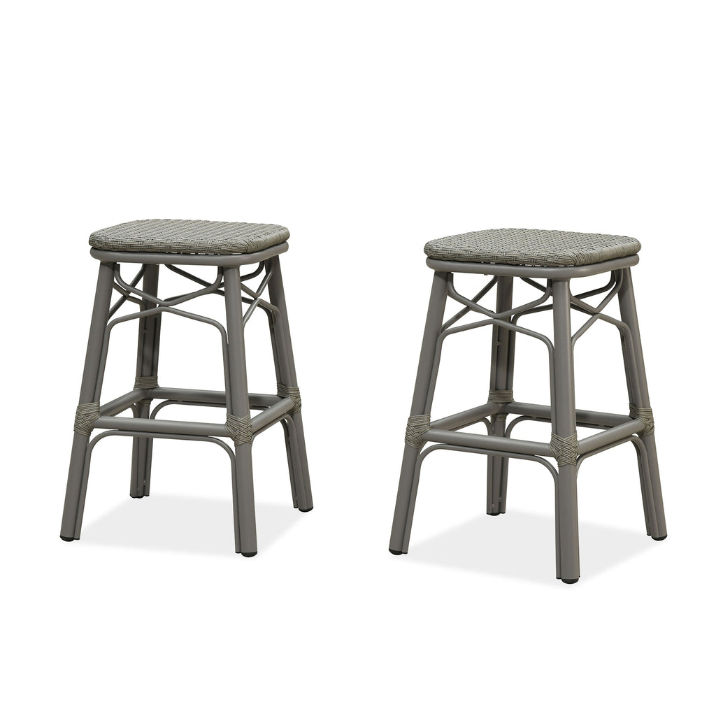 PURPLE LEAF Outdoor Bar Stools Set of 2 Rattan Patio Tall Bar Chairs Aluminum Frame with Back Barstools for Kitchen Garden Backyard Bistros Restaurant