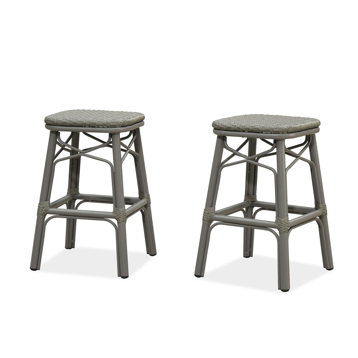 PURPLE LEAF Outdoor Bar Stools Set of 2 Rattan Patio Tall Bar Chairs Aluminum Frame with Back Barstools for Kitchen Garden Backyard Bistros Restaurant