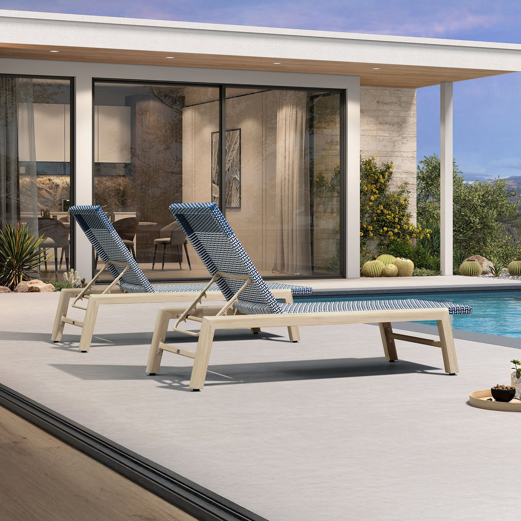 PURPLE LEAF Pool Oversized Lounge Chairs Rattan Aluminium Patio Chaise Lounge Outdoor Adjustable Recliner Finish Loungers Woven PE Sun Chairs for Poolside Deck Beach