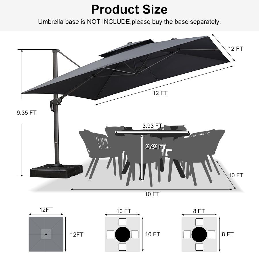 PURPLE LEAF Cantilever Patio Umbrella Gray Pole Outdoor Umbrella with UV Protection