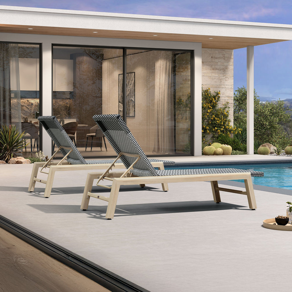 PURPLE LEAF Pool Oversized Lounge Chairs Rattan Aluminium Patio Chaise Lounge Outdoor Adjustable Recliner Finish Loungers Woven PE Sun Chairs for Poolside Deck Beach