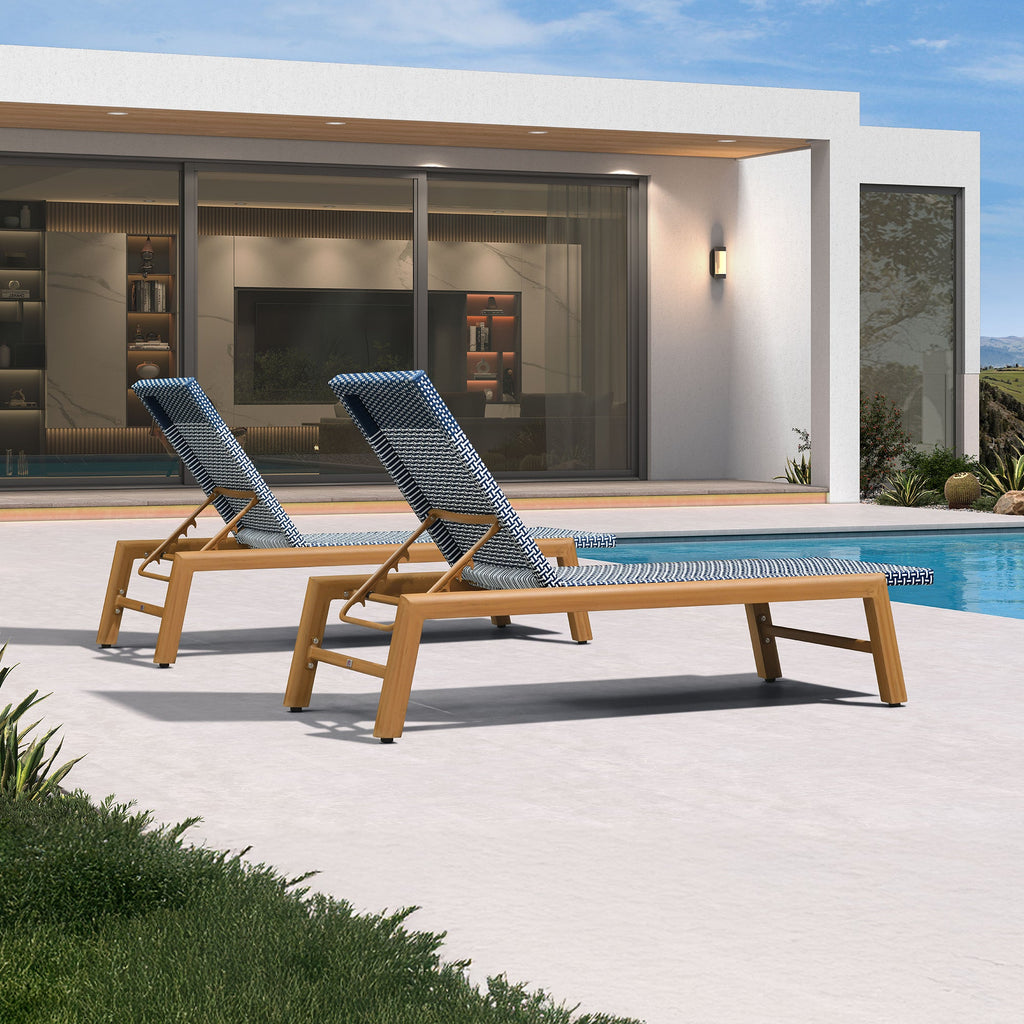 PURPLE LEAF Pool Oversized Lounge Chairs Rattan Aluminium Patio Chaise Lounge Outdoor Adjustable Recliner Finish Loungers Woven PE Sun Chairs for Poolside Deck Beach