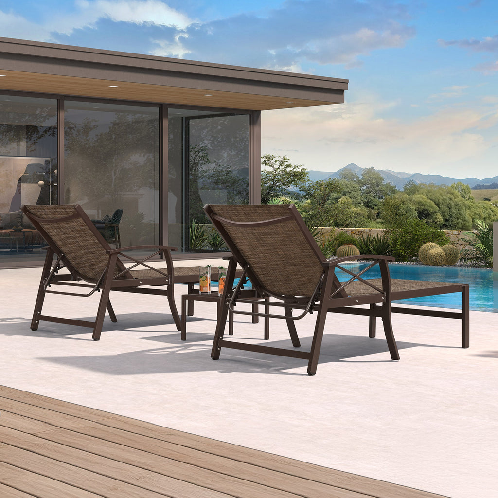 PURPLE LEAF Oversized Chaise Lounge Chair Outdoor Extra Wide Pool Lounge Chairs 5 Adjustable Position with Armrests and Side Table, Aluminum Patio Lounge Chair for Outside, Backyard, Pool