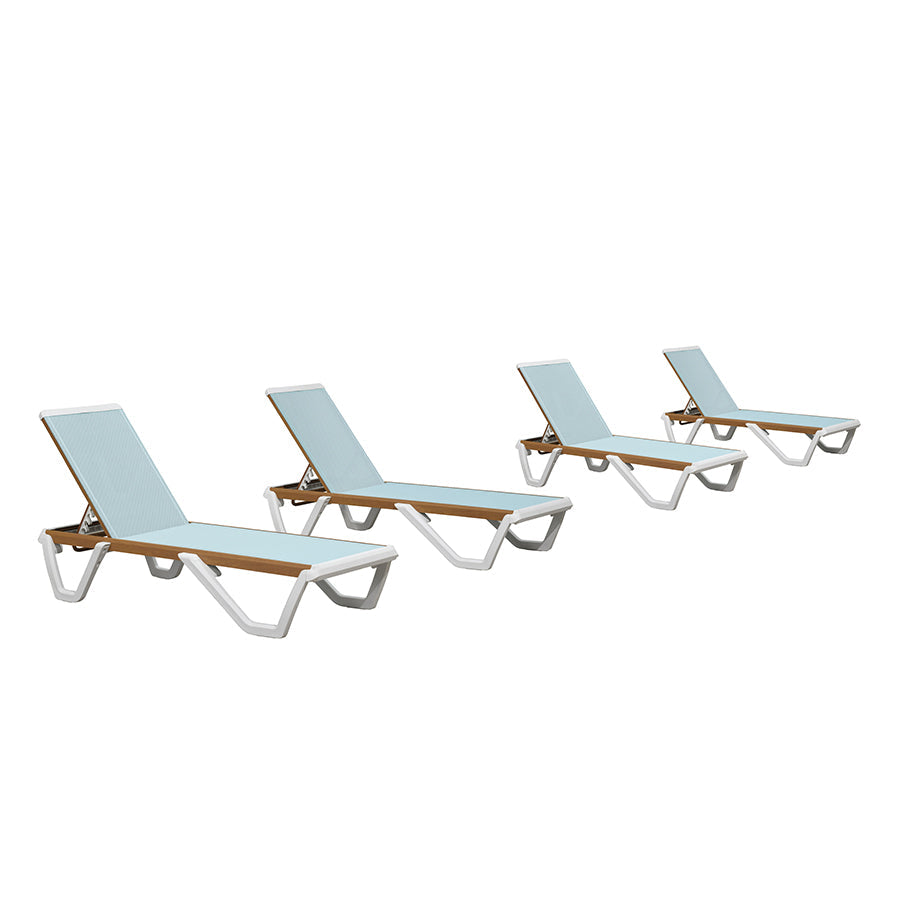 PURPLE LEAF Patio Lounge Chair Set White Chaise Lounge Chairs Five-Position Adjustable Plastic Stackable Chaise for Pool Sunbathing Beach Deck Outdoor